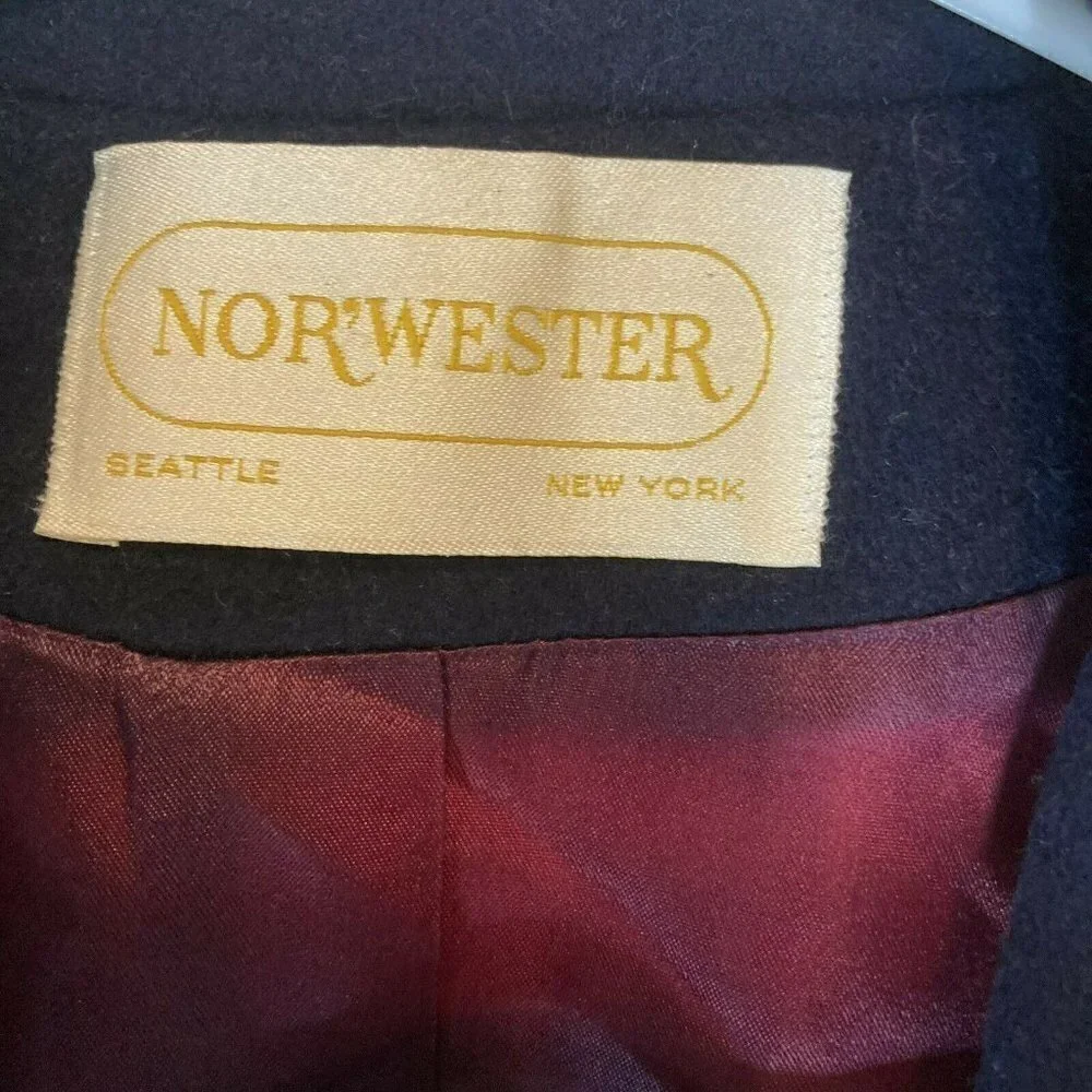 Vintage Nor’wester Made‎ in USA Navy Blue Wool Blend Blazer Jacket Size 15-16*